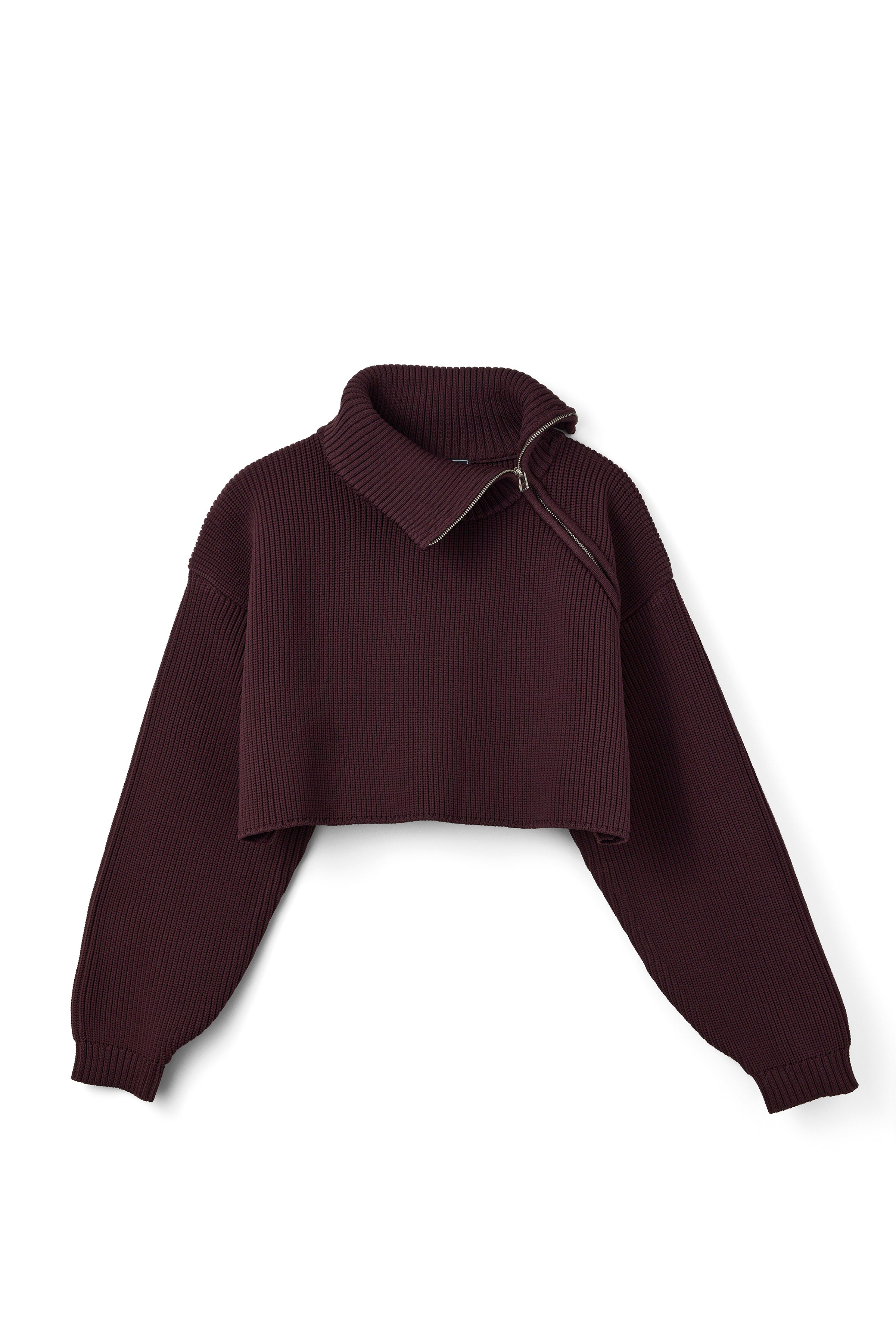 Asymmetry Zip Knit（BROWN）