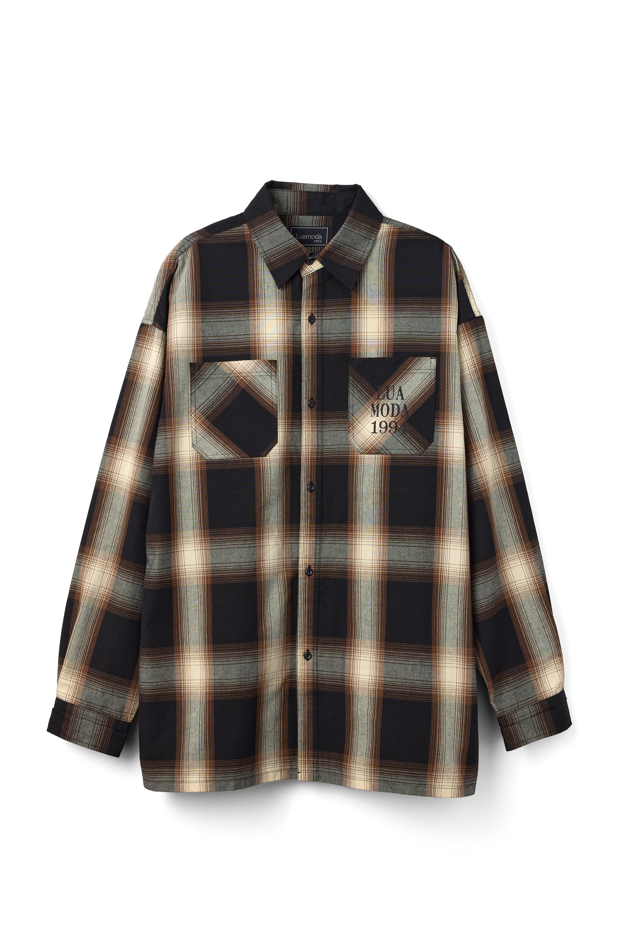 Ombrecheck Wide Shirt（BROWN）