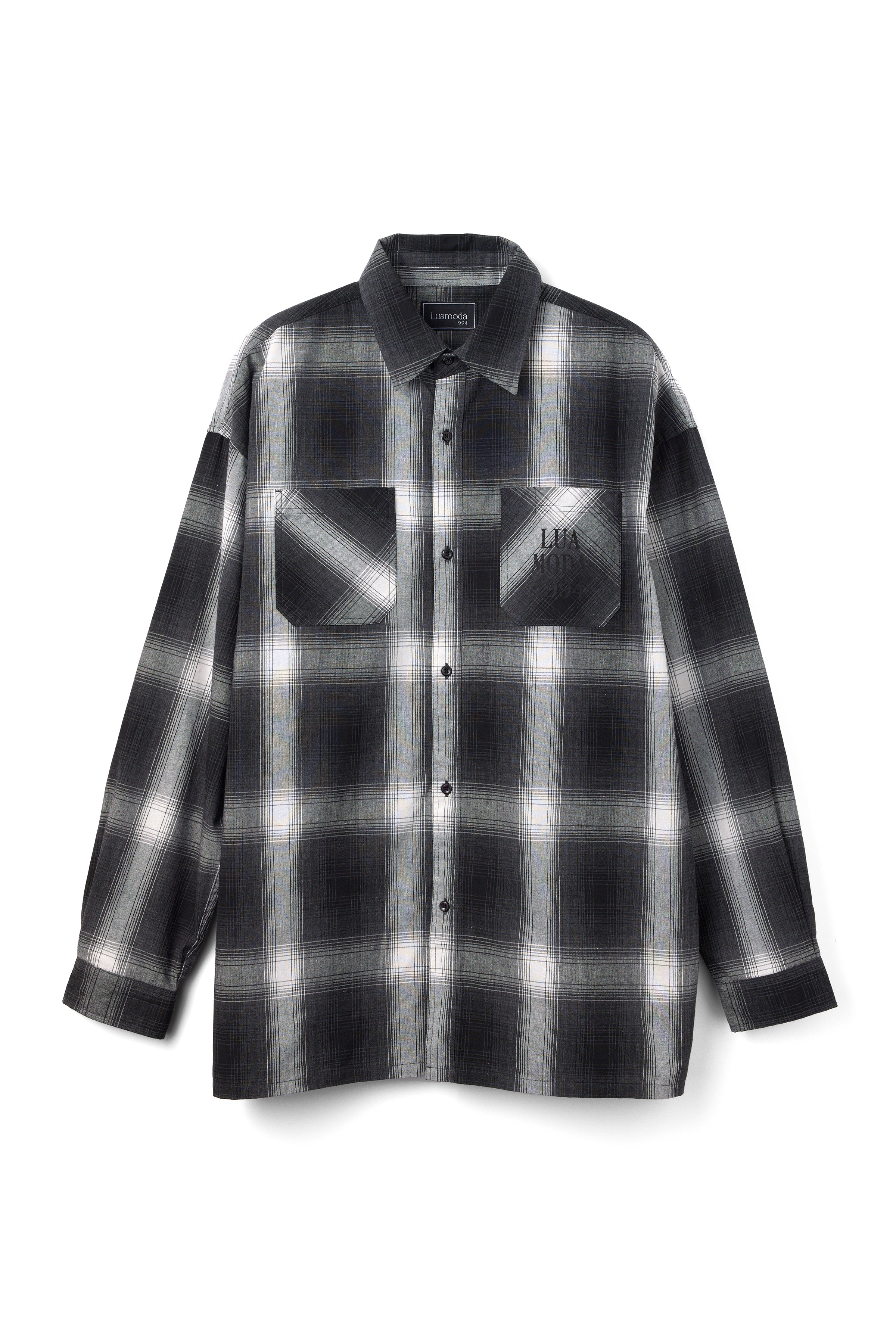 Ombrecheck Wide Shirt（BLACK）