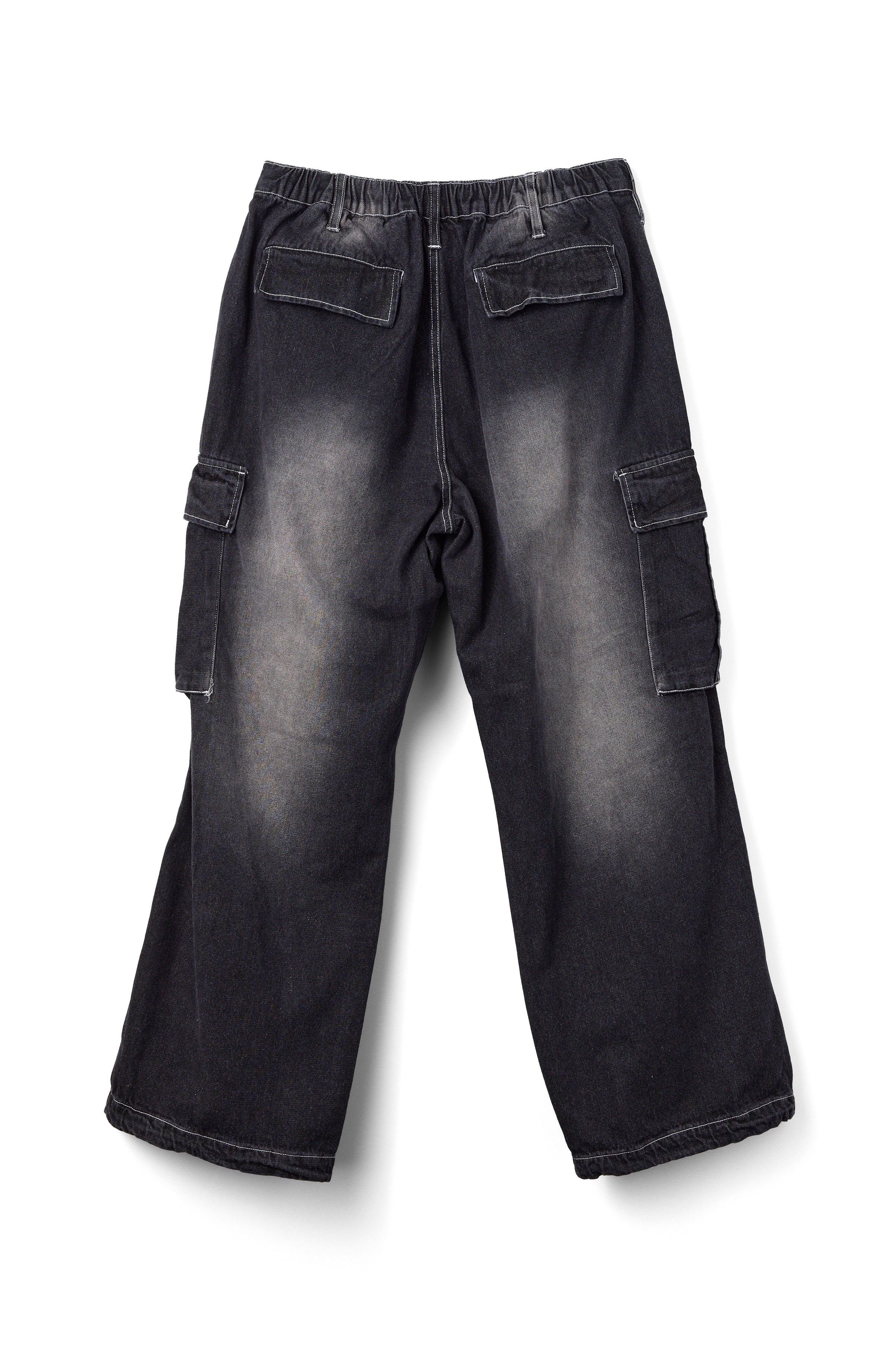 Wide Denim Cargo Pants（BLACK）