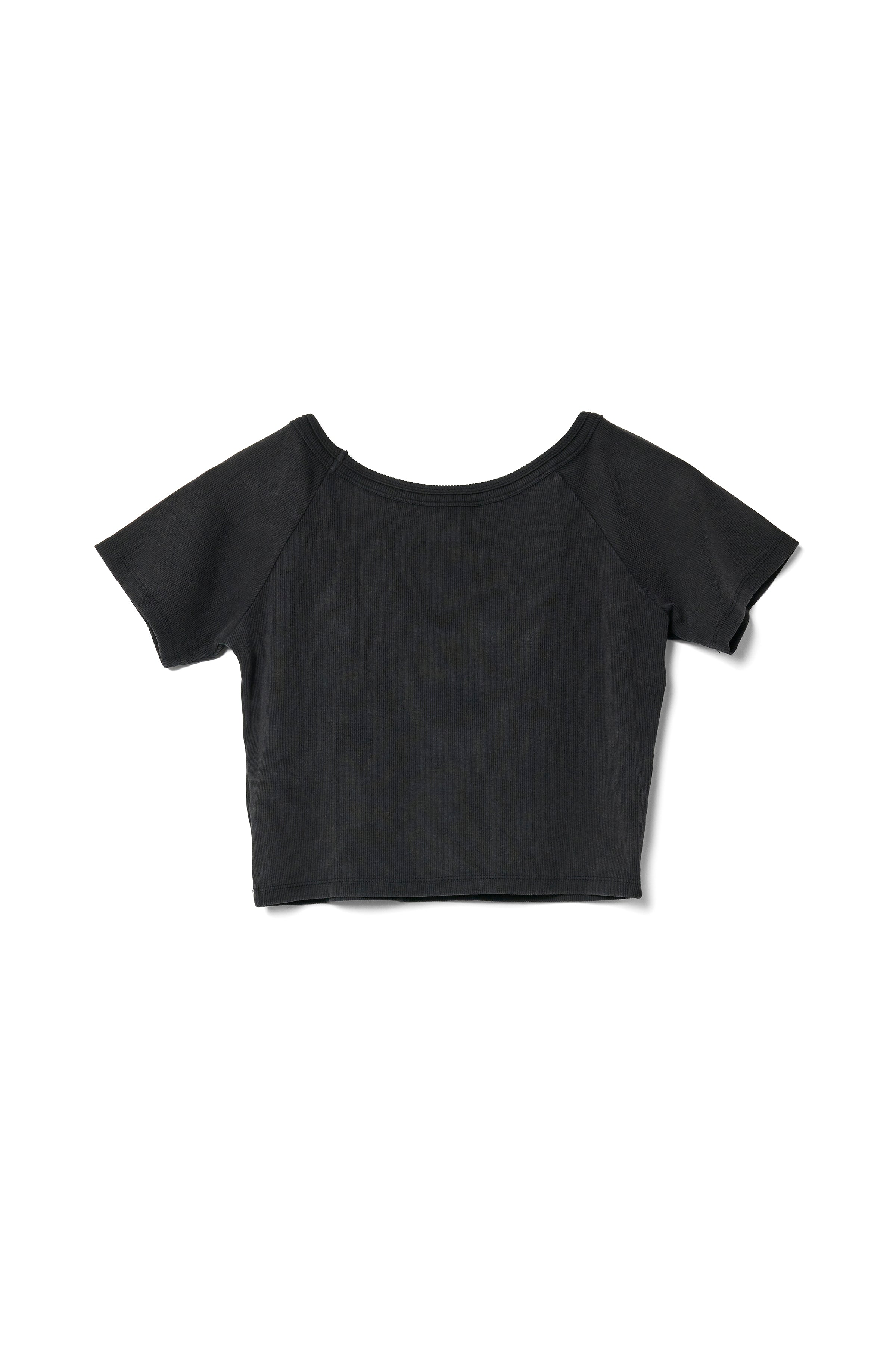 Rib Cropped Offshoulder Logo Tee（V.BLACK）