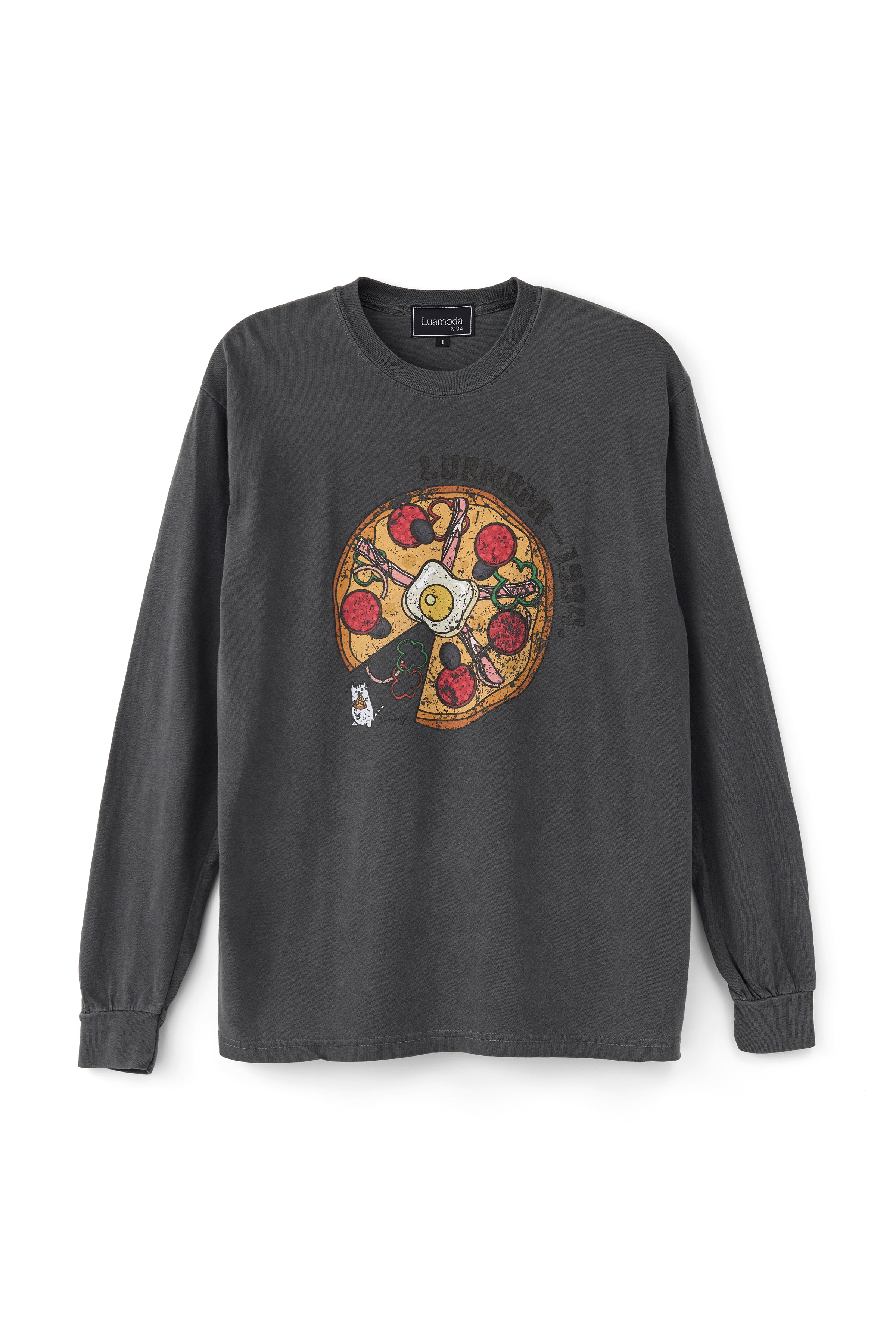 Cat&Pizza L/S Tee（V.BLACK）