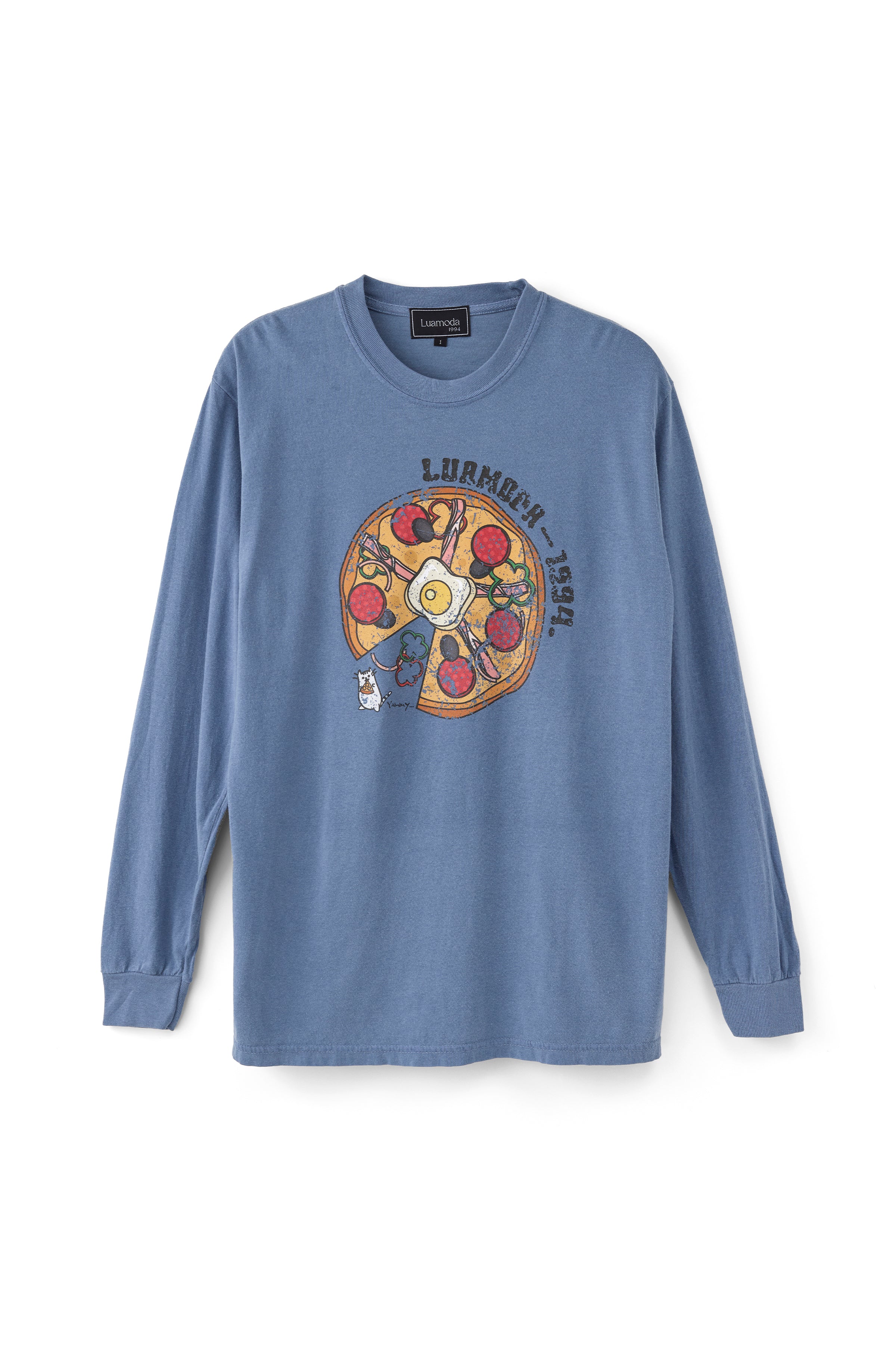 Cat&Pizza L/S Tee（V.BLUE）