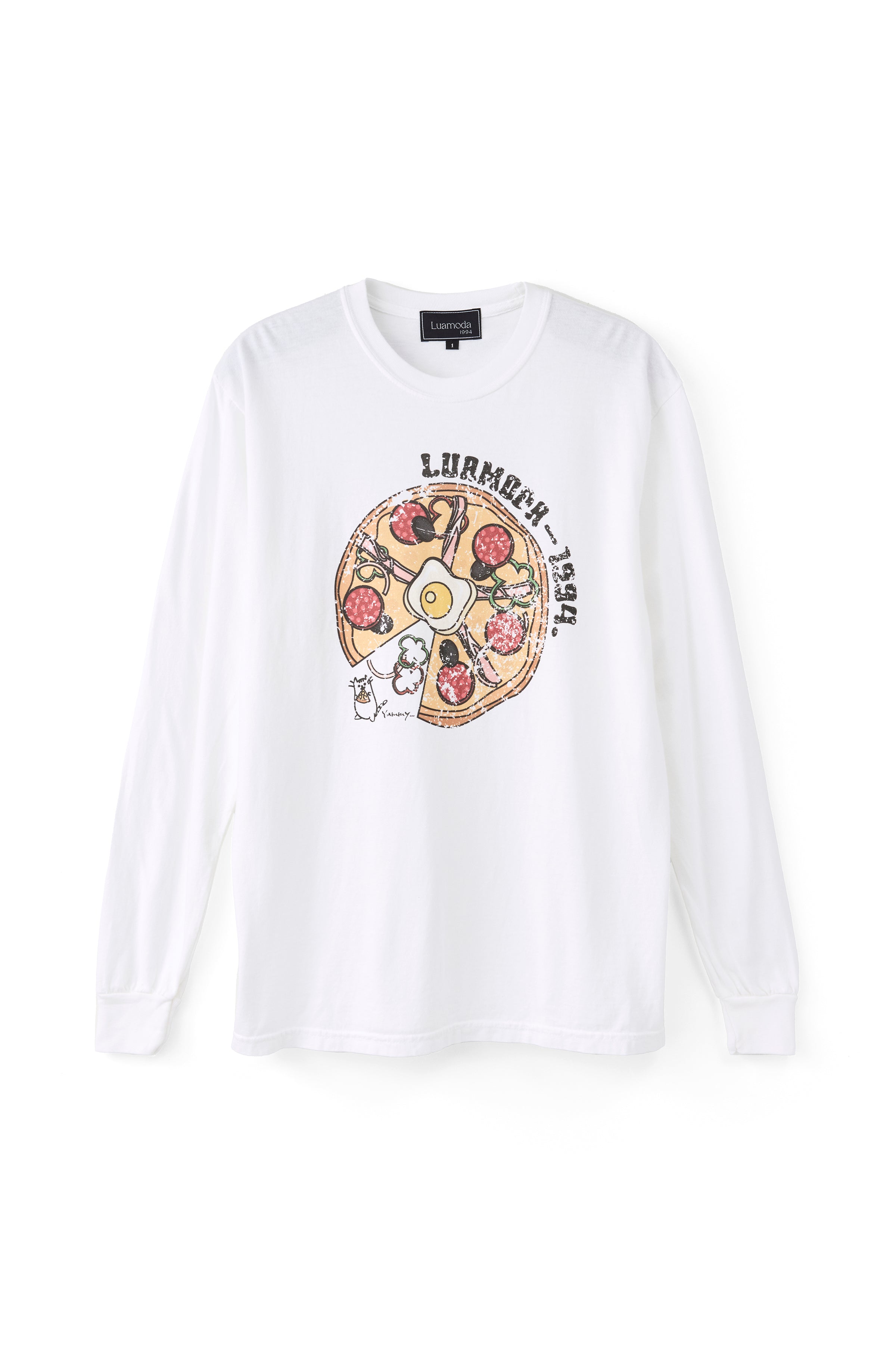 Cat&Pizza L/S Tee（WHITE）