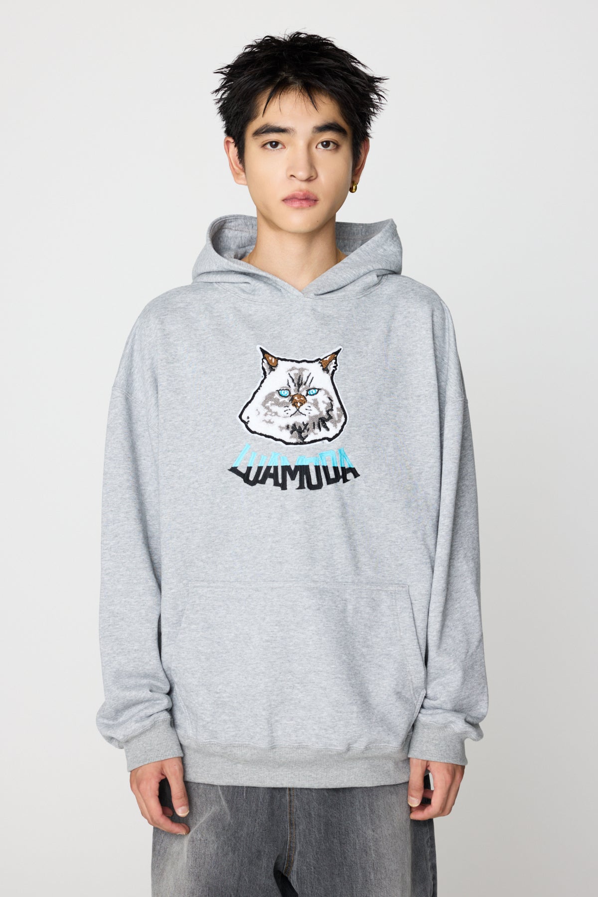 Cat Emblem Hoodie（GRAY)