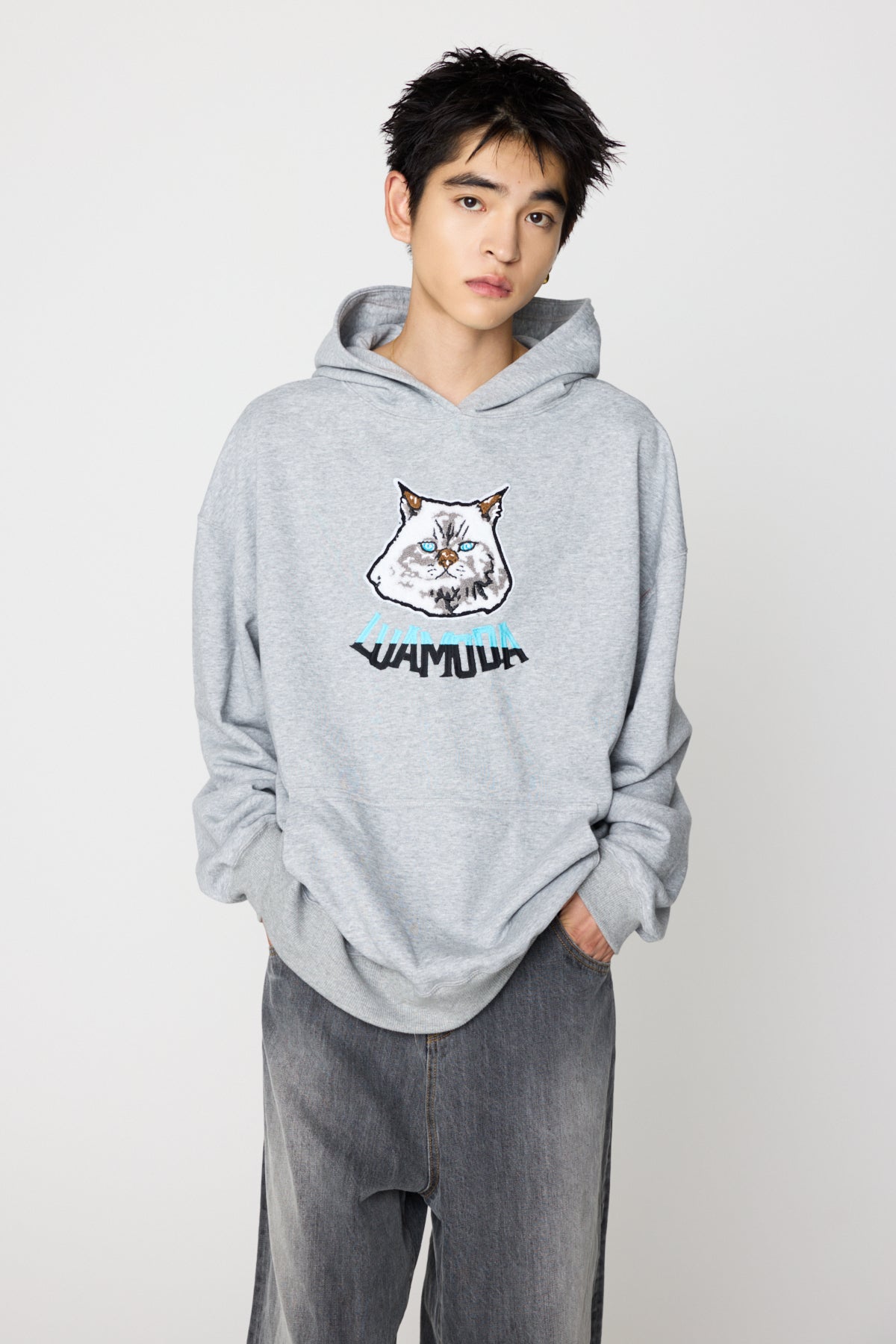 Cat Emblem Hoodie（GRAY)