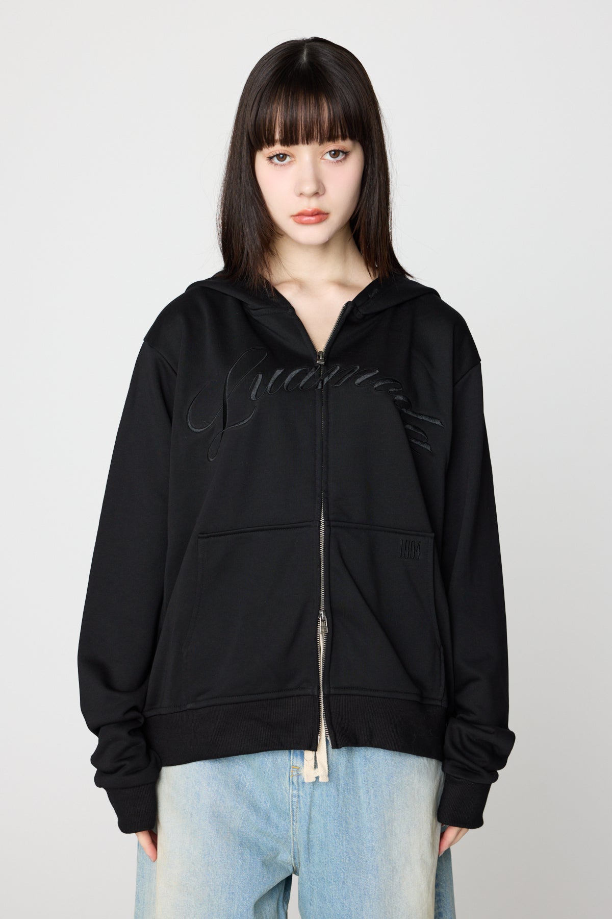 Logo Zip Hoodie（BLACK)