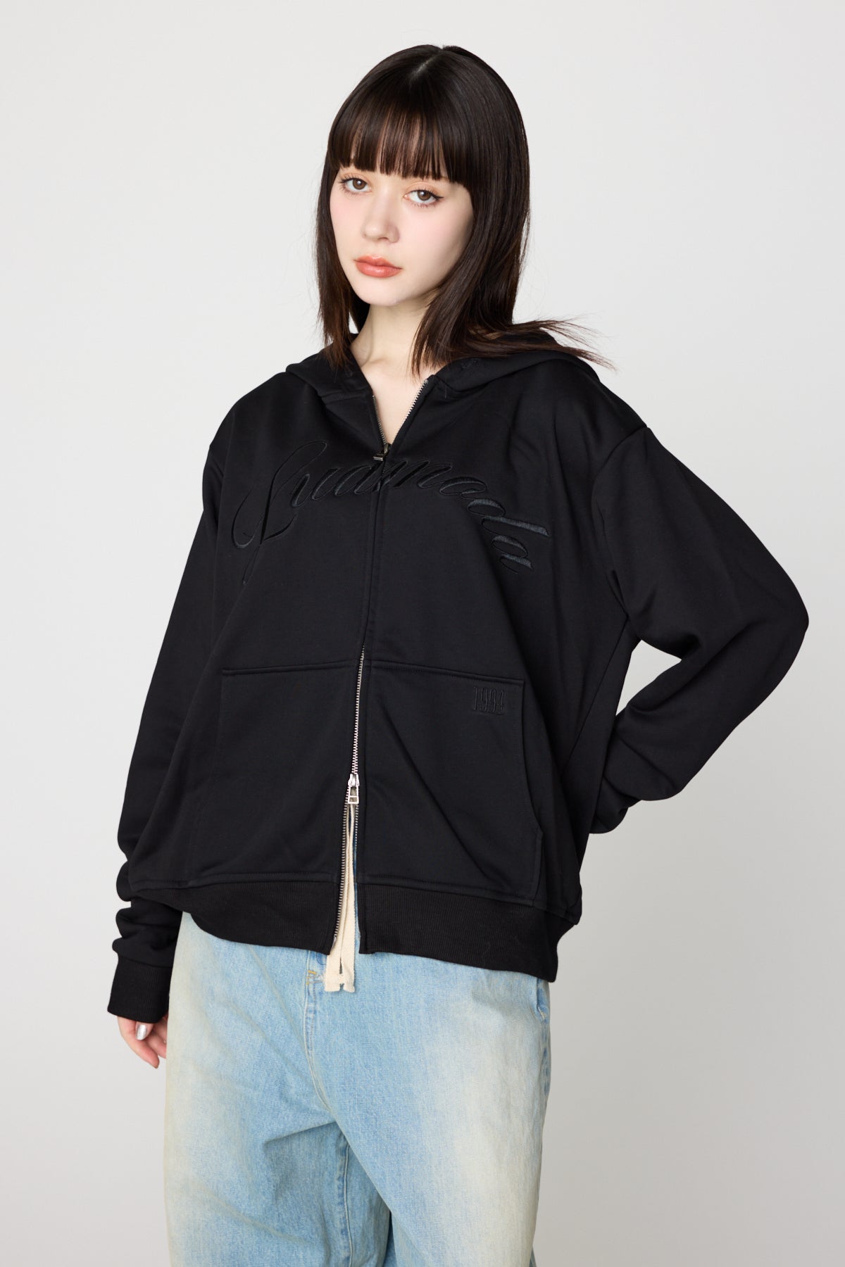 Logo Zip Hoodie（BLACK)