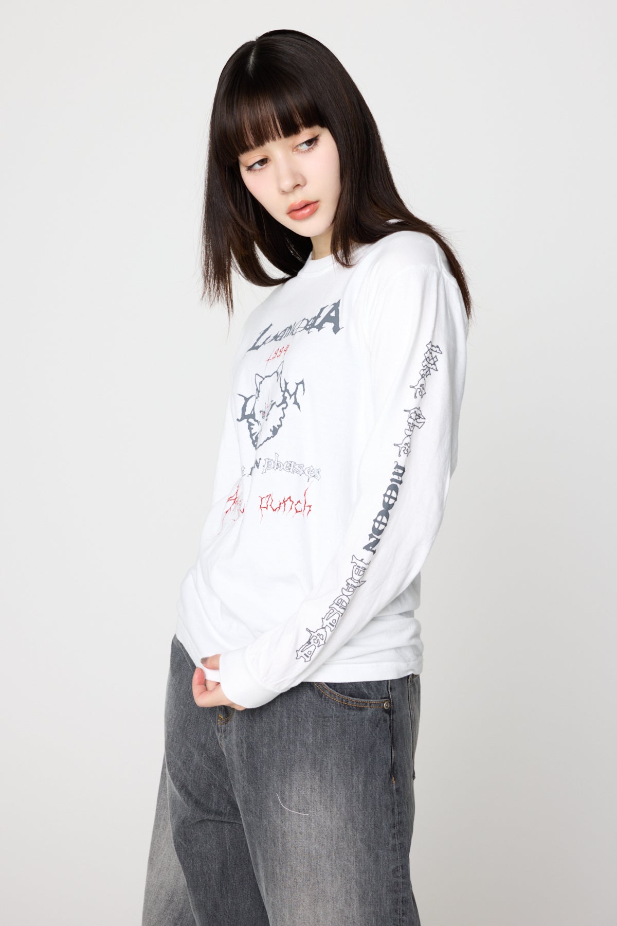 Angry Cat L/S Tee（WHITE）