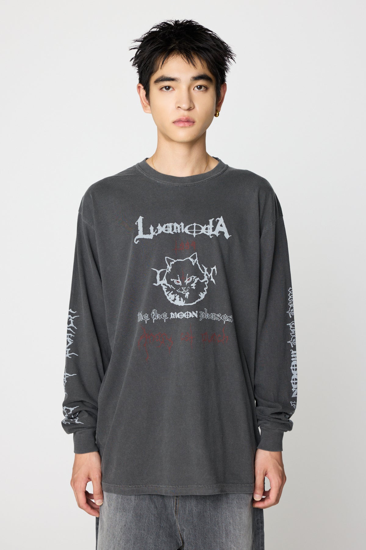 Angry Cat L/S Tee（V.BLACK）
