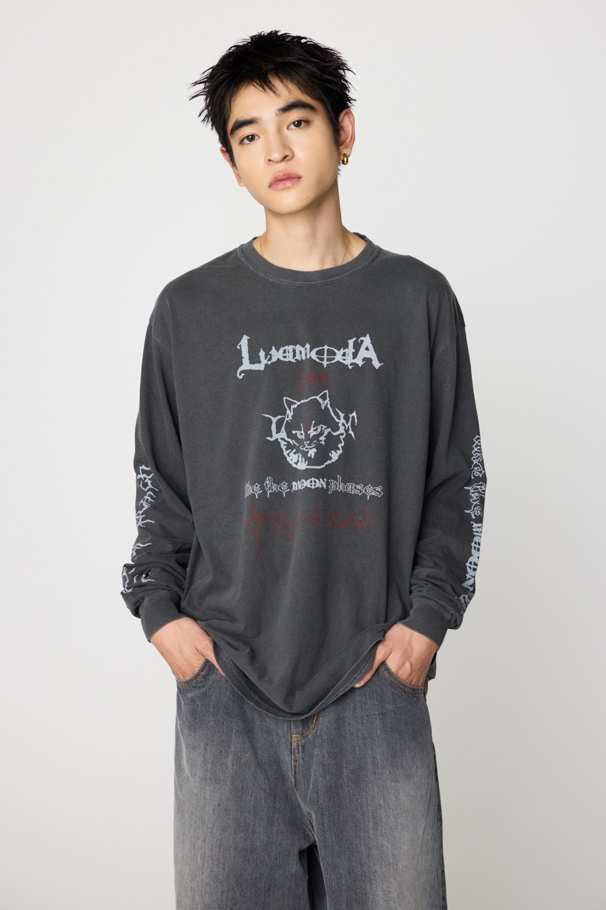 Angry Cat L/S Tee（V.BLACK）