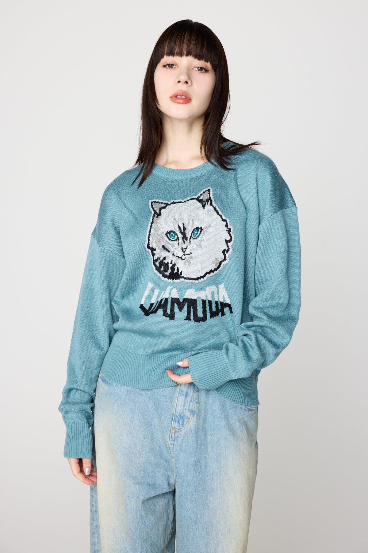 Cat Jacquard Knit（GREEN）