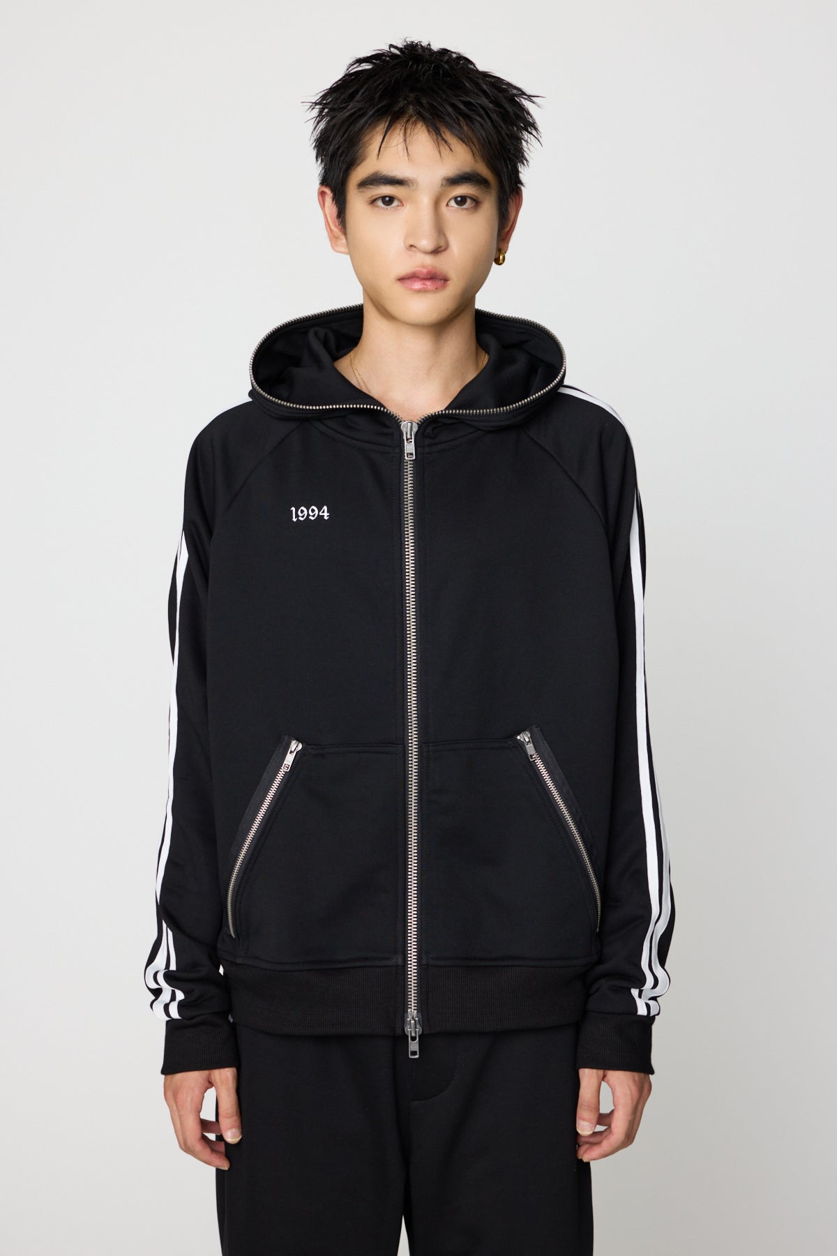 Double Line Hoodie（BLACK)