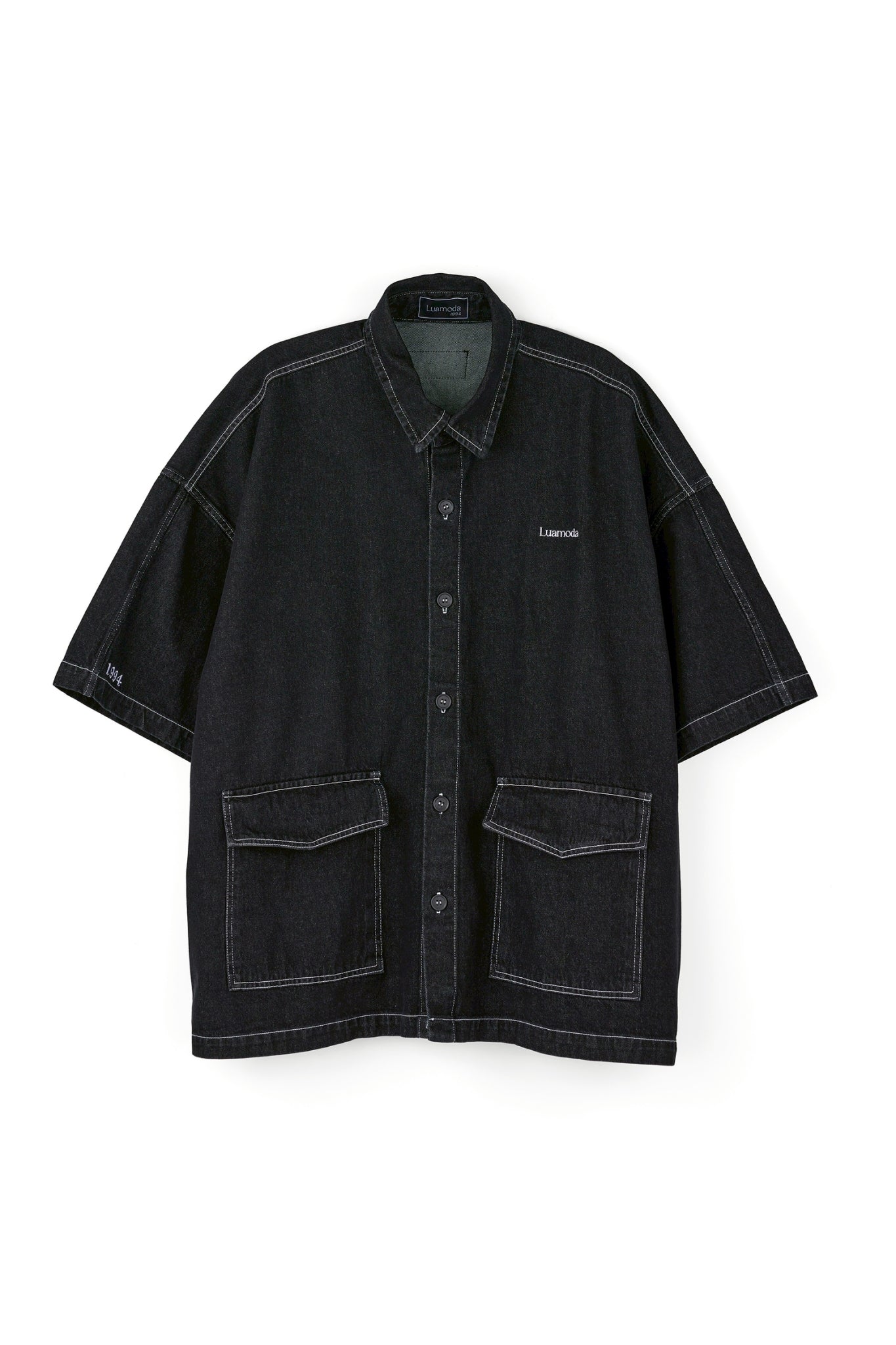 Half Sleeve Denim Shirt（BLACK)