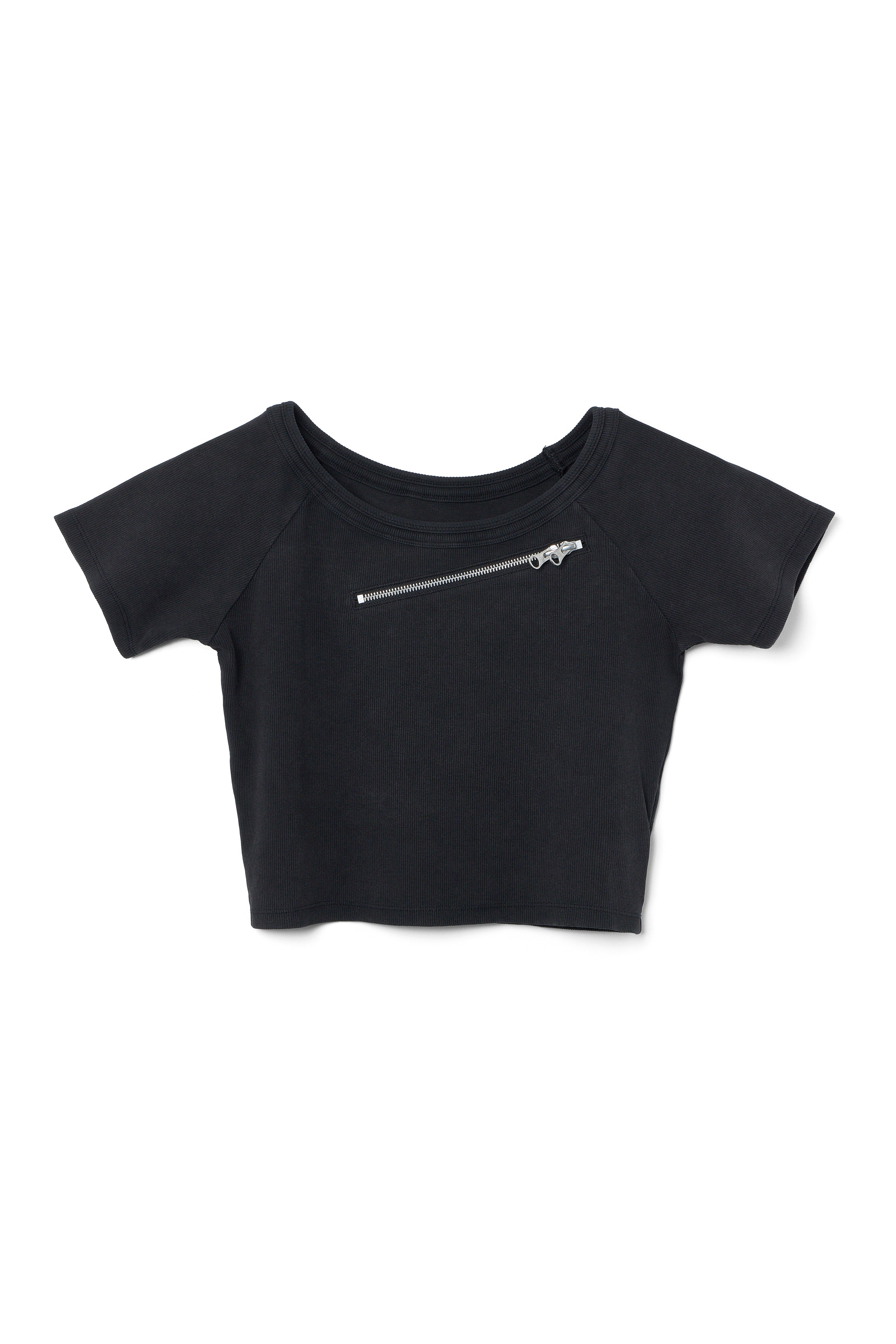 Rib Cropped Offshoulder Tee（V.BLACK）